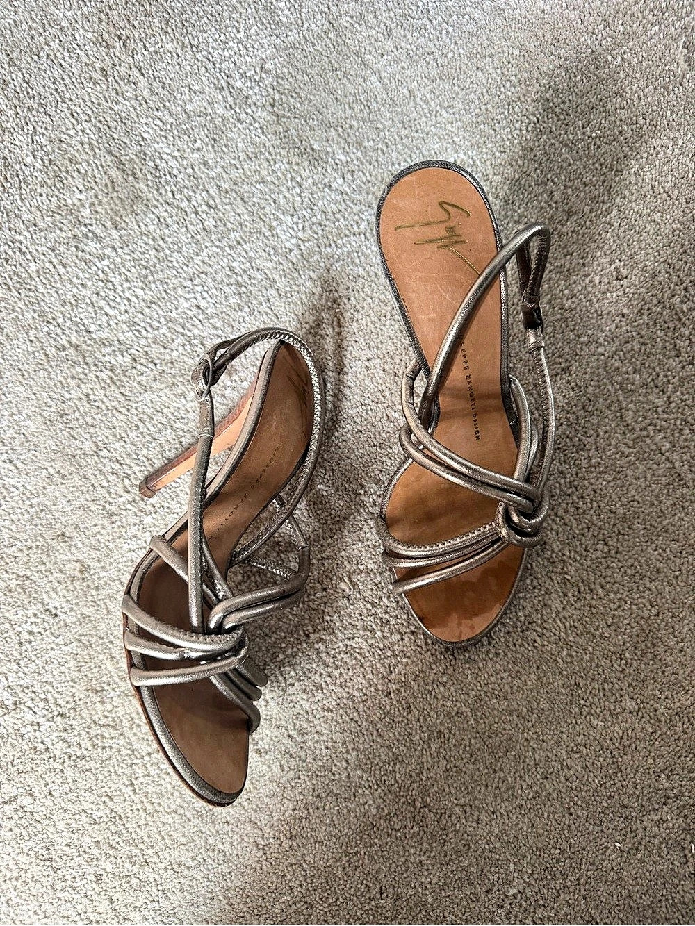 Giuseppe Zanotti Strappy Silver Heels US 7.5